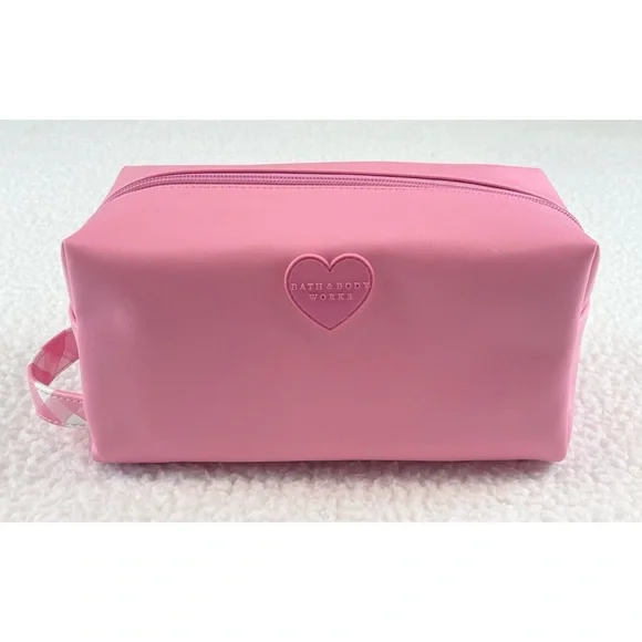 (NWT) BATH & BODY WORKS • 3-Piece Pink/White Faux Leather Cosmetic Travel Set - Picture 1 of 15